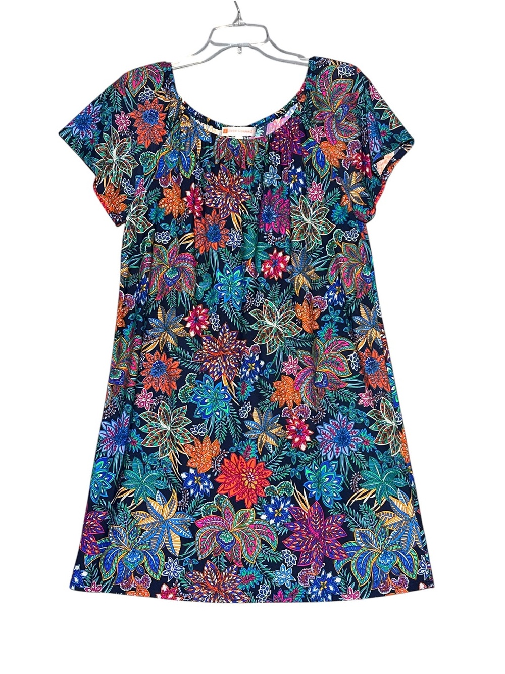 JUDE CONNALLY Multicolor Floral Navy Jude Cloth Short Sleeve Shift Dress Large - Picture 8 of 8